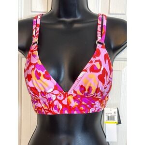 Salt & Cove Floral Print Bikini Top Padded Removable Cups Crisscross Back M‎